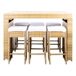 Safavieh Horus Wicker and Rattan Dining Set in Natural / White