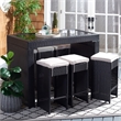 Safavieh Horus Wicker and Rattan Dining Set in Black / Light Gray