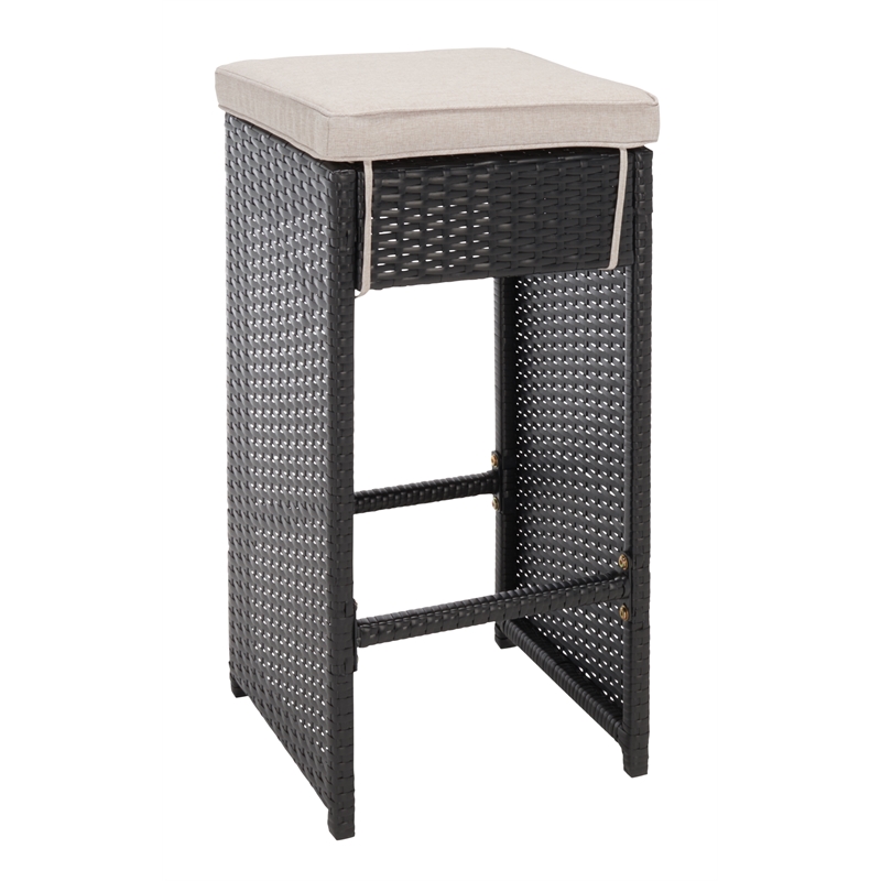 Safavieh Horus Wicker and Rattan Dining Set in Black / Light Gray