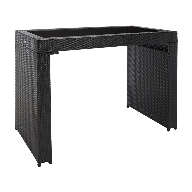 Safavieh Horus Wicker and Rattan Dining Set in Black / Light Gray