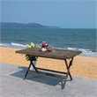 Safavieh Akita Wicker and Rattan Folding Table in Gray / Brown / White