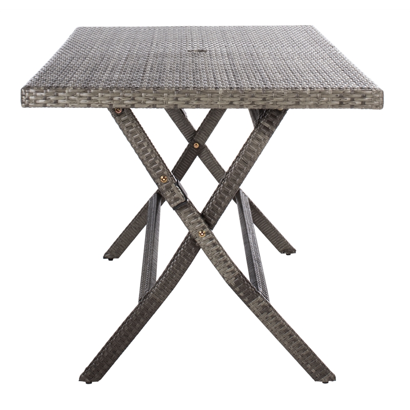 Safavieh Akita Wicker and Rattan Folding Table in Gray / Brown / White