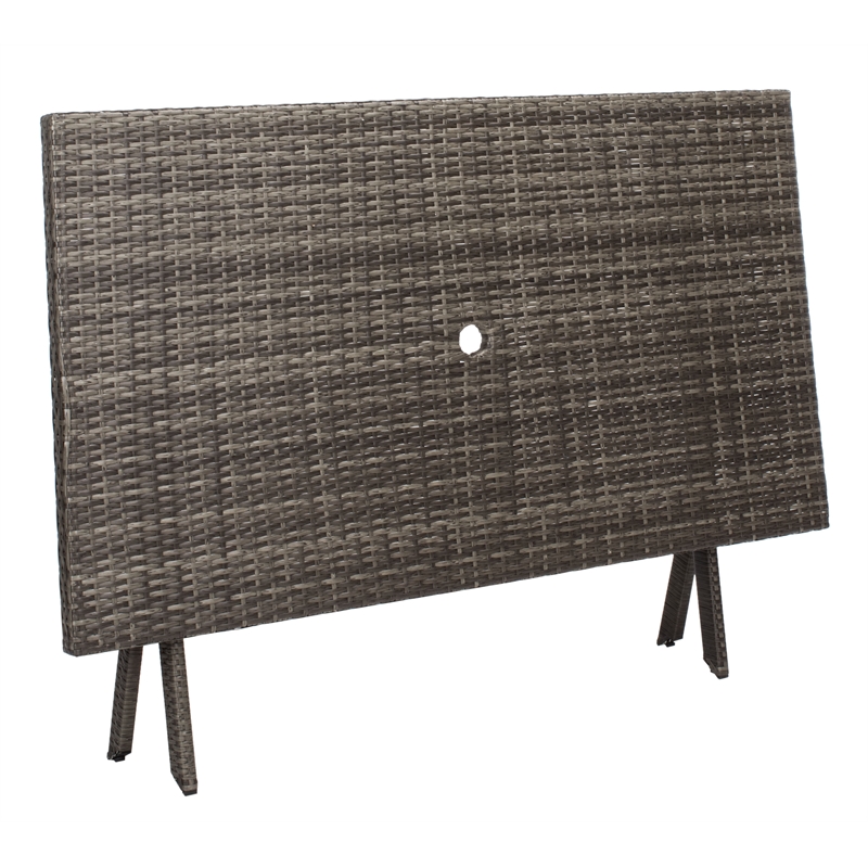 Safavieh Akita Wicker and Rattan Folding Table in Gray / Brown / White