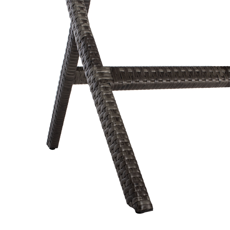Safavieh Akita Wicker and Rattan Folding Table in Gray / Brown / White