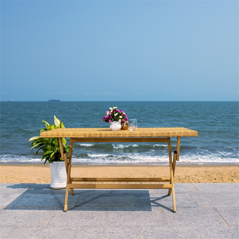 Safavieh Akita Wicker and Rattan Folding Table in Natural / White