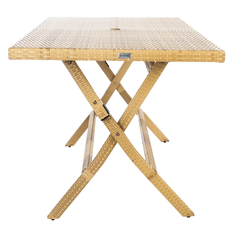Safavieh Akita Wicker and Rattan Folding Table in Natural / White