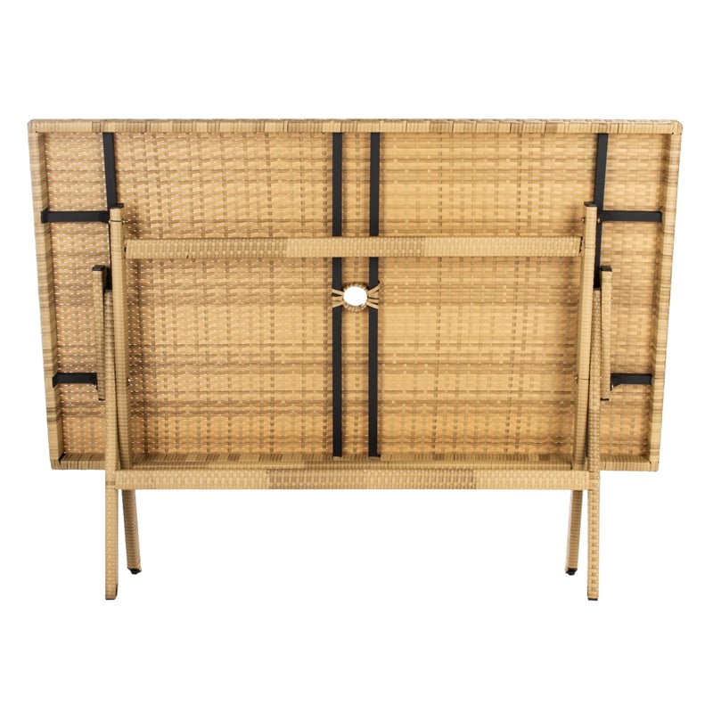Safavieh Akita Wicker and Rattan Folding Table in Natural / White