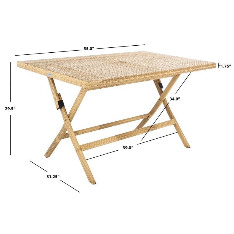 Safavieh Akita Wicker and Rattan Folding Table in Natural / White