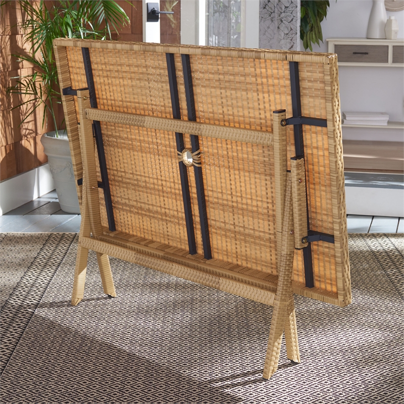 Safavieh Akita Wicker and Rattan Folding Table in Natural / White