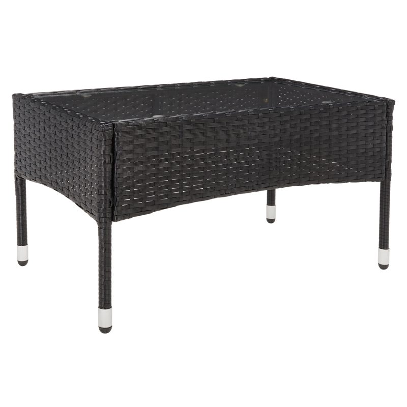 Safavieh Abdul 4Pc Wicker and Rattan Living Set in Black / Light Gray