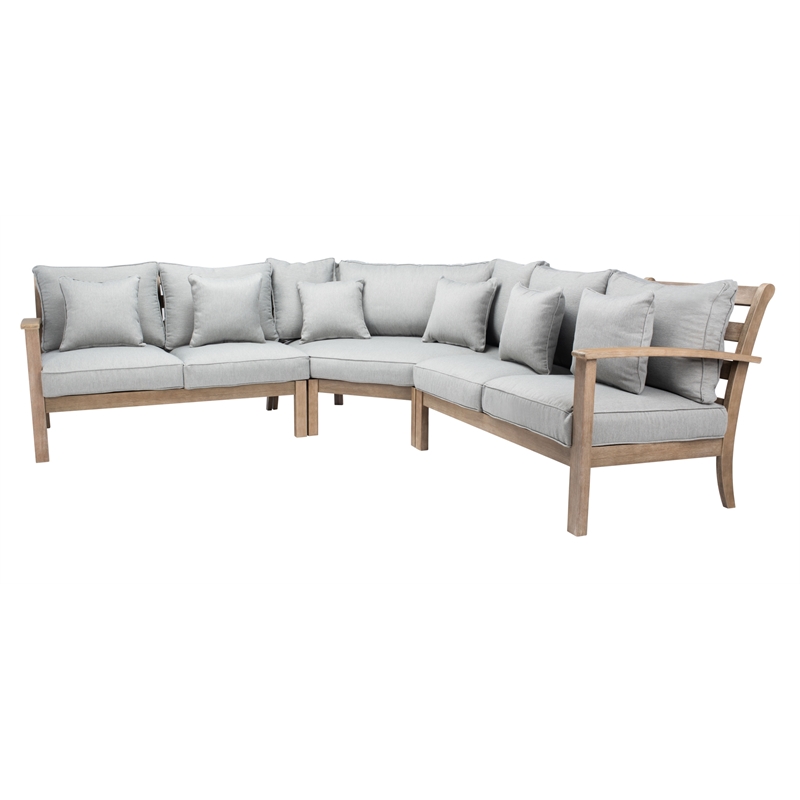 Safavieh Santa Cruz Wood Patio Sectional Sofa in Natural