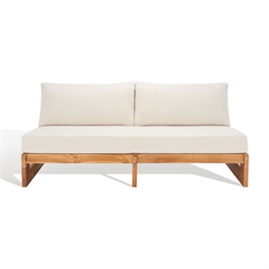 Safavieh Julianne Brazilian Teak Wood Patio Sofa in Natural / Beige