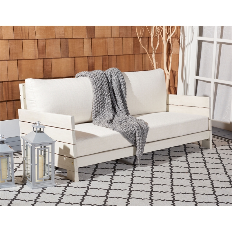 Safavieh Chrissie Wood Patio Sofa in White