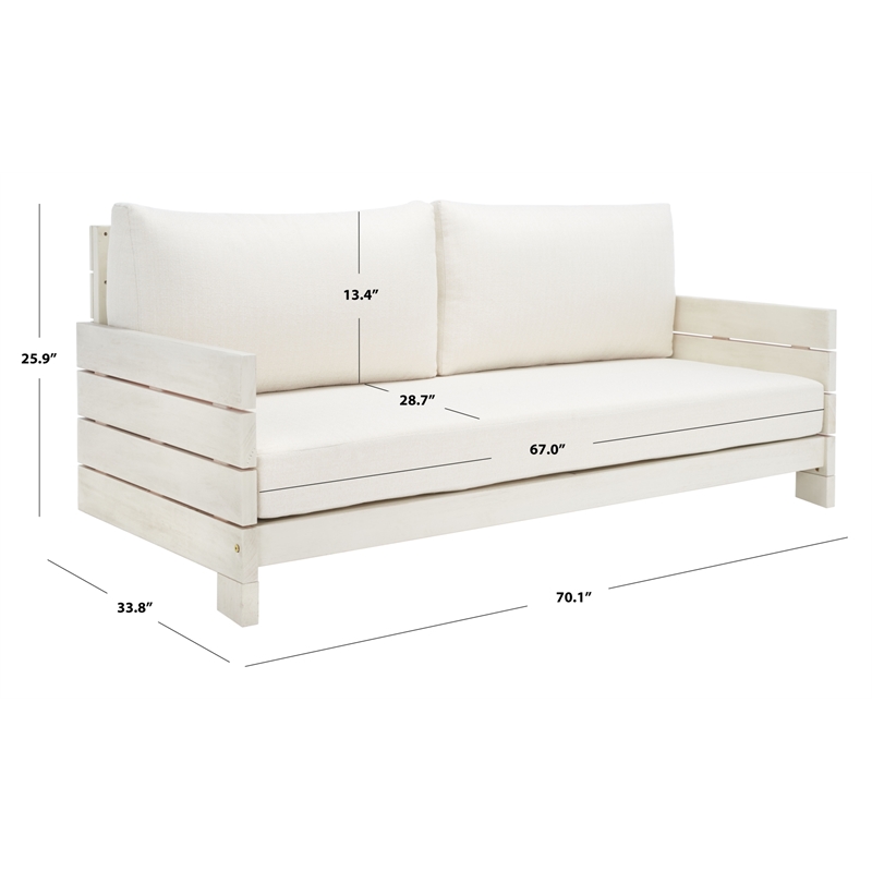 Safavieh Chrissie Wood Patio Sofa in White