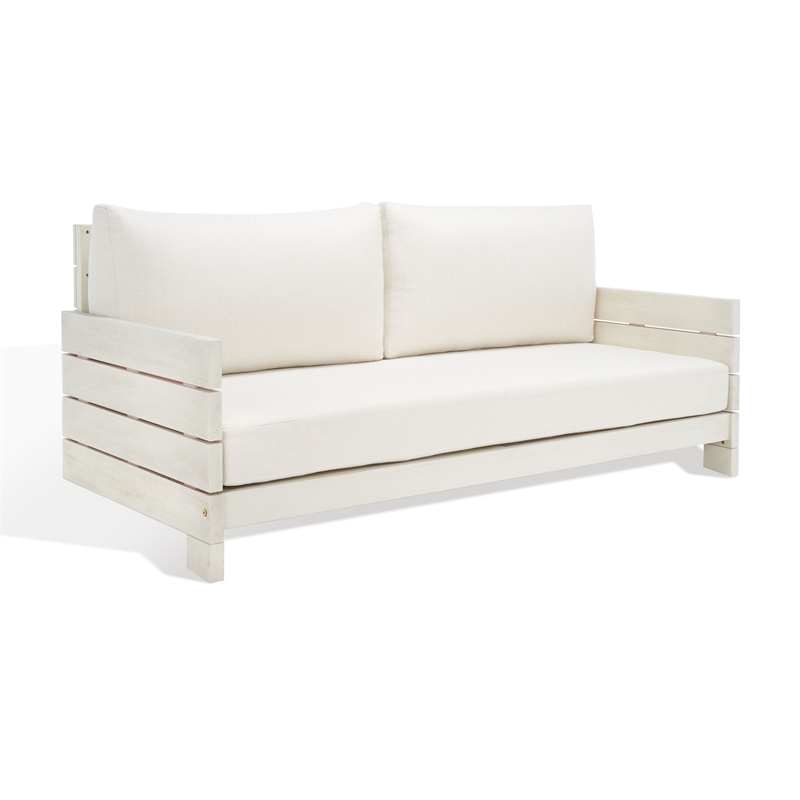 Safavieh Chrissie Wood Patio Sofa in White