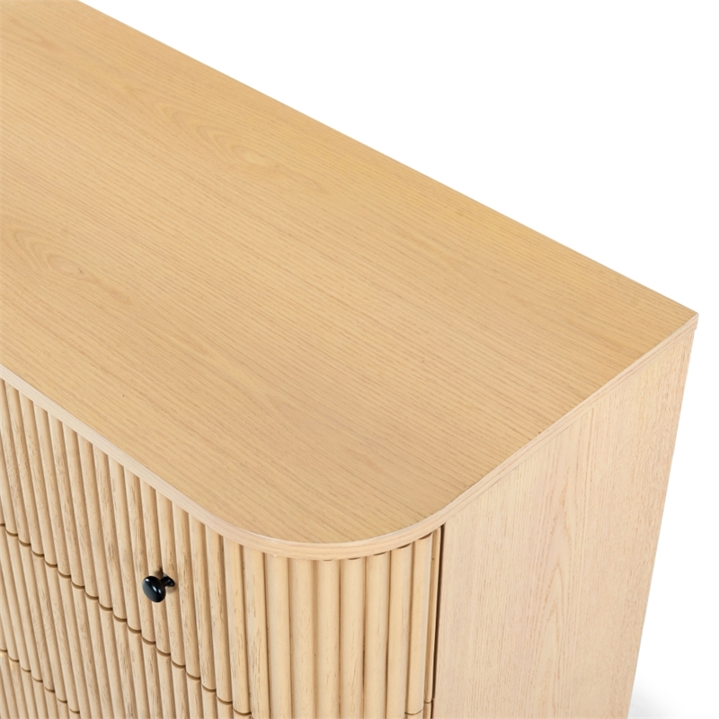 Safavieh Shelbie 6 Drawer Reeded Wood Dresser in Oak / Black