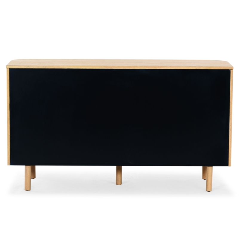 Safavieh Shelbie 6 Drawer Reeded Wood Dresser in Oak / Black