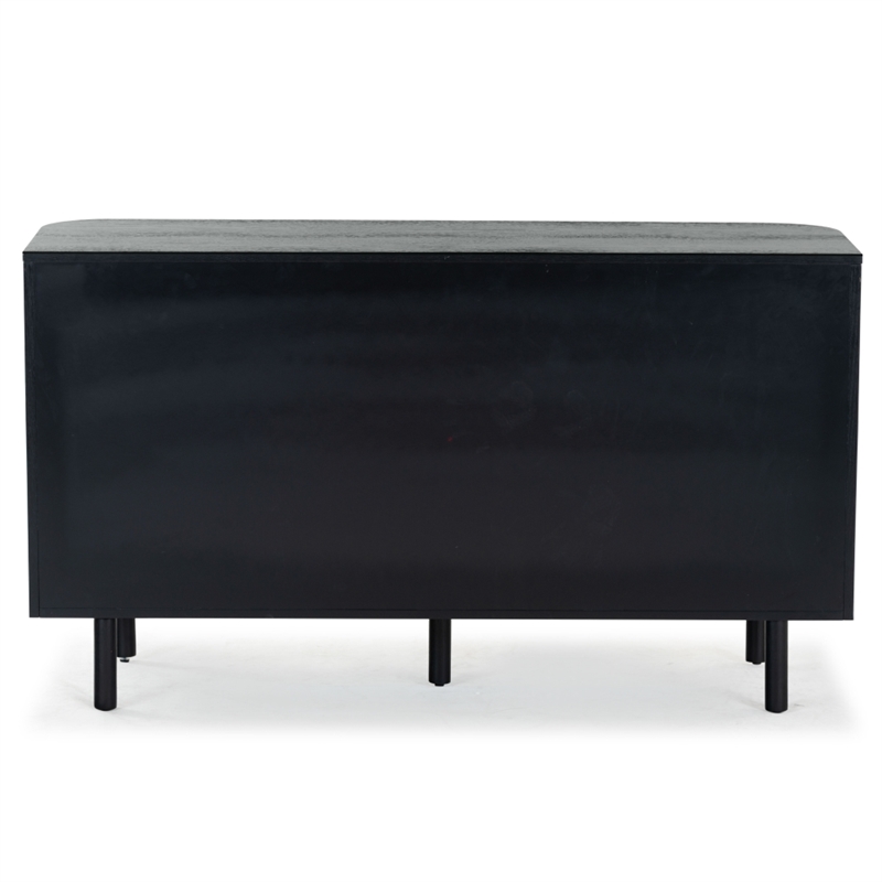 Safavieh Shelbie 6 Drawer Reeded Wood Dresser in Black / Black