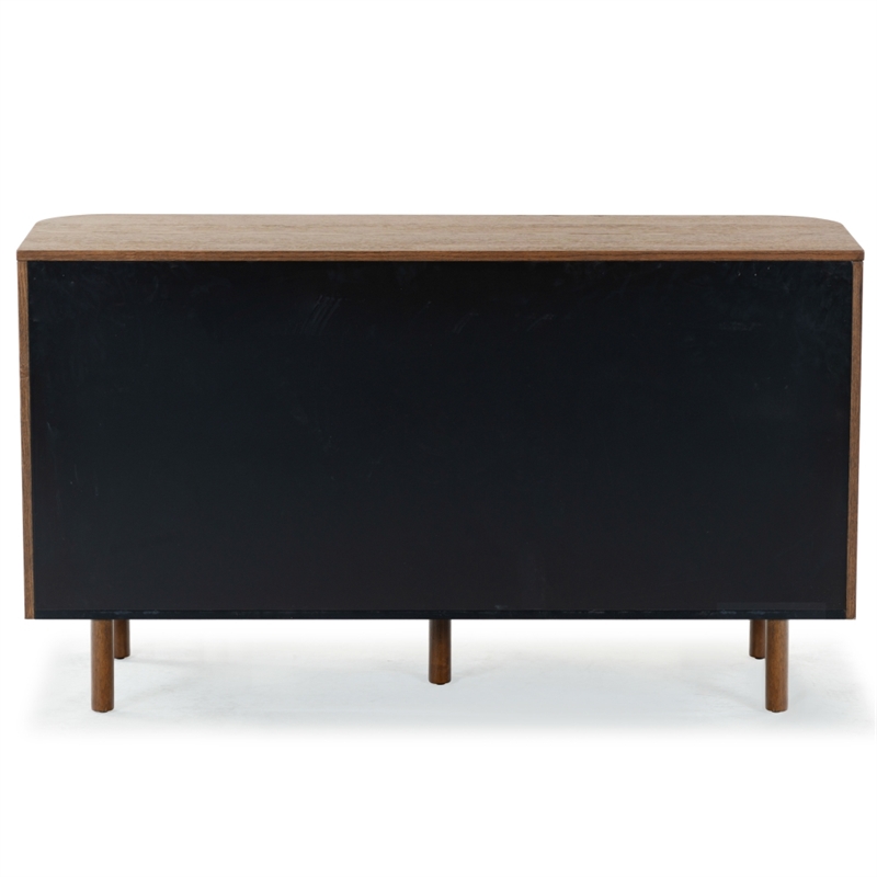 Safavieh Shelbie 6 Drawer Reeded Wood Dresser in Oak / Black