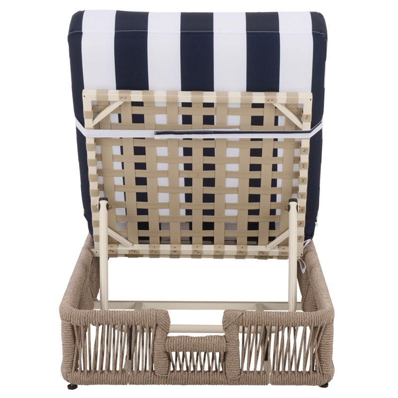 Safavieh Gillian Steel and Fabric Daybed in Tan / Navy