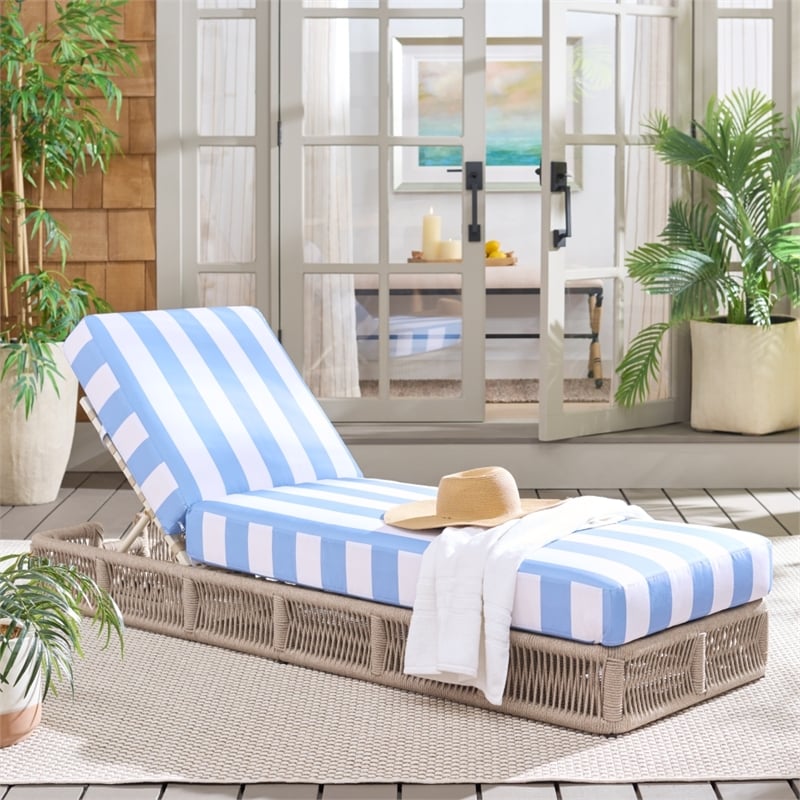 Safavieh Gillian Steel and Fabric Daybed in Tan / Baby Blue