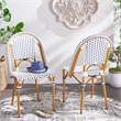 Safavieh California Metal Side Chair  in White / Navy