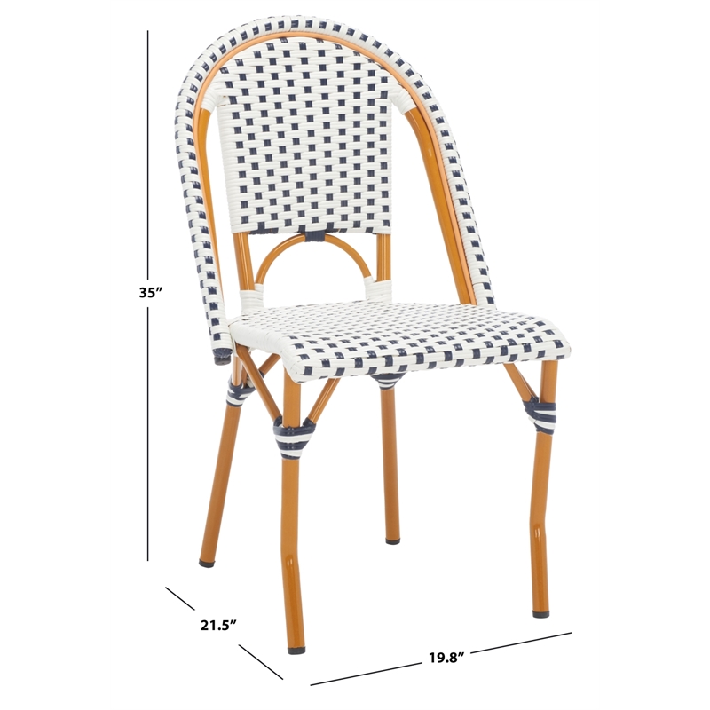 Safavieh California Metal Side Chair  in White / Navy