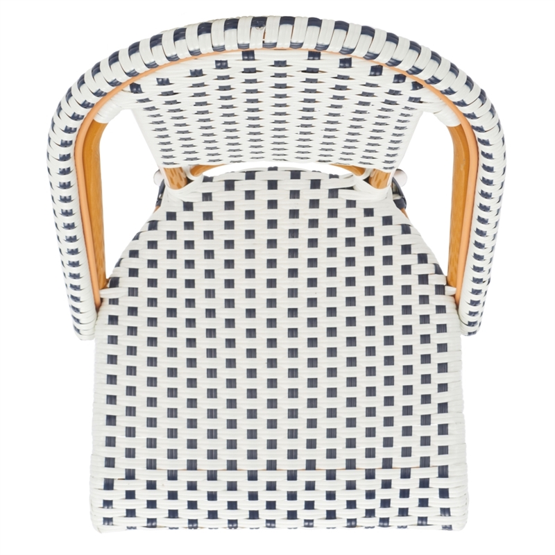 Safavieh California Metal Side Chair  in White / Navy