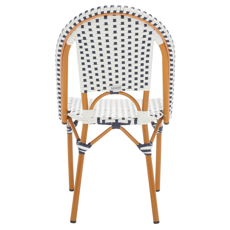 Safavieh California Metal Side Chair  in White / Navy