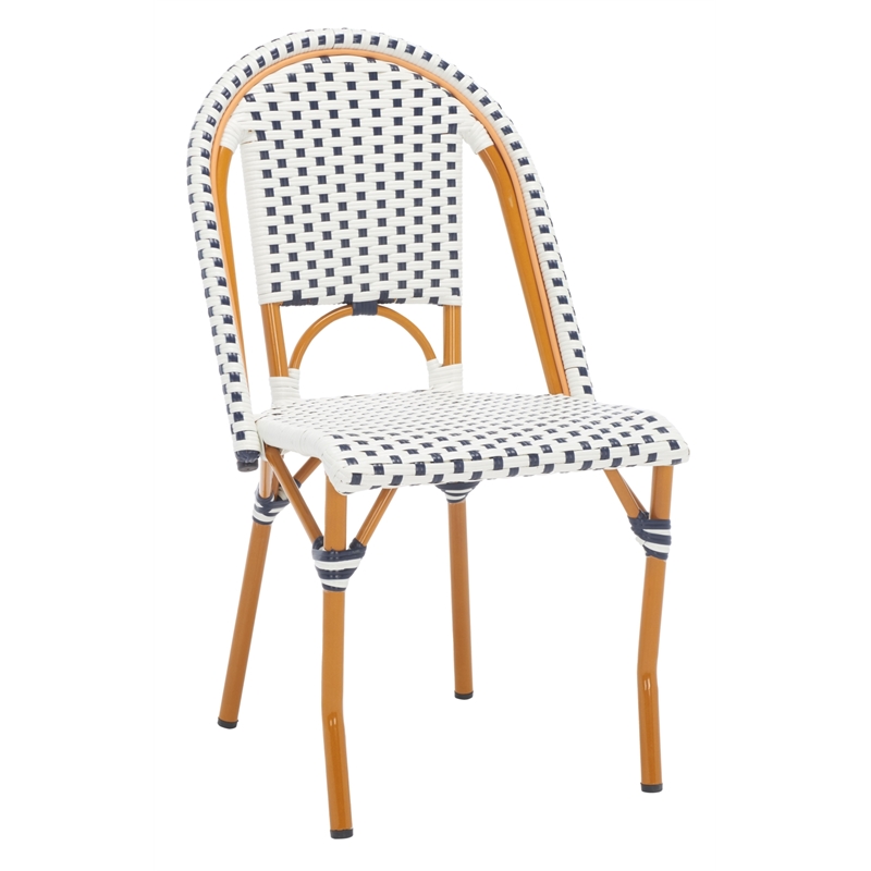 Safavieh California Metal Side Chair  in White / Navy