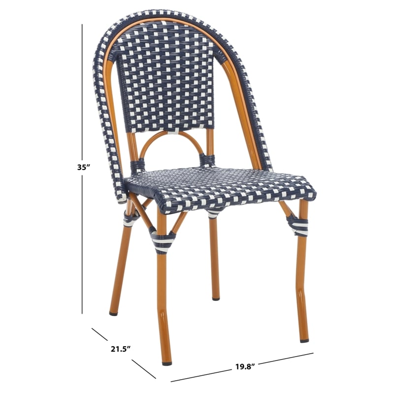 Safavieh California Metal Side Chair  in Navy / White