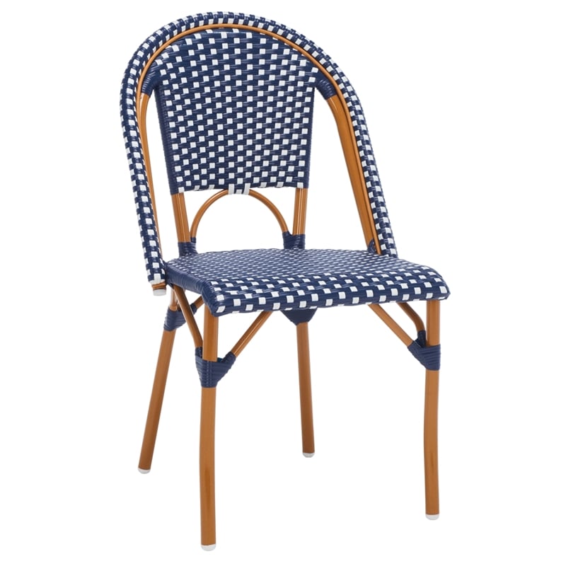 Safavieh California Metal Side Chair  in Navy / White