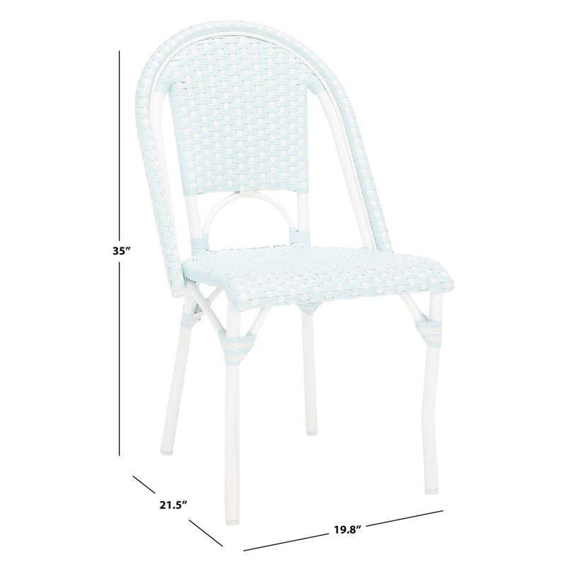 Safavieh California Metal Side Chair in Baby Blue / White
