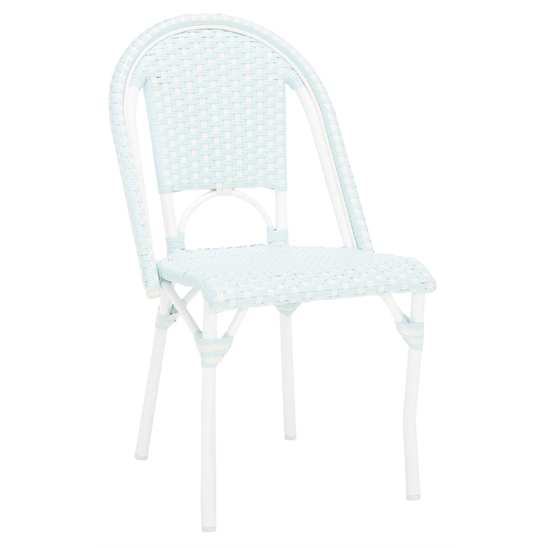 Safavieh California Metal Side Chair in Baby Blue / White