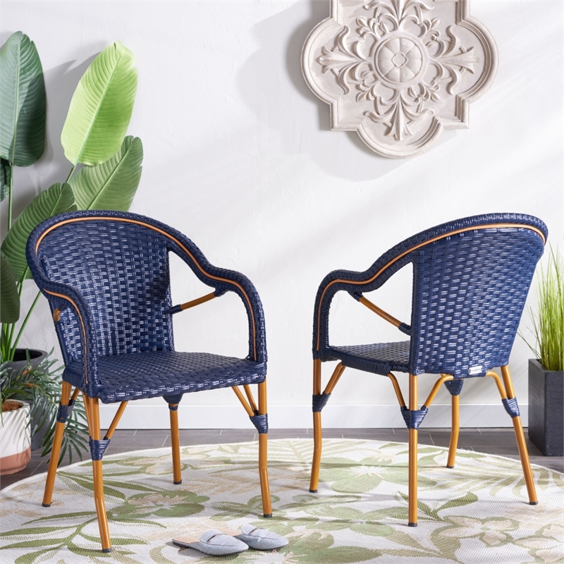 Safavieh California Metal Armchair  in Navy