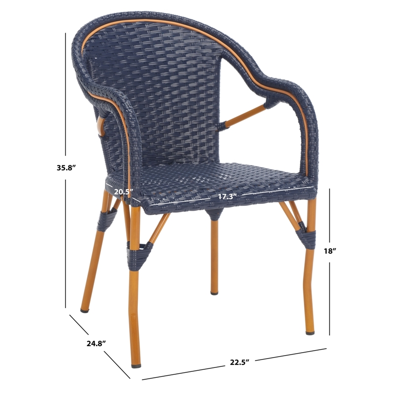 Safavieh California Metal Armchair  in Navy