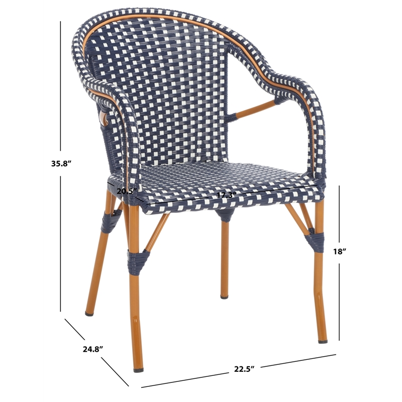 Safavieh California Metal Armchair  in Navy / White