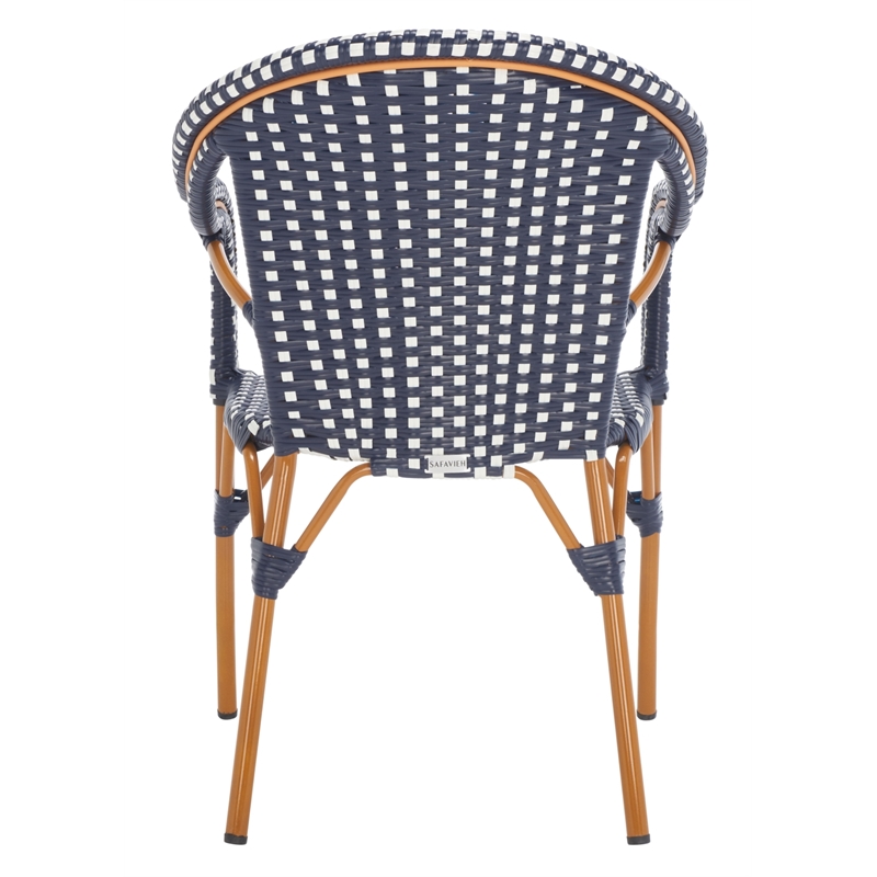 Safavieh California Metal Armchair  in Navy / White