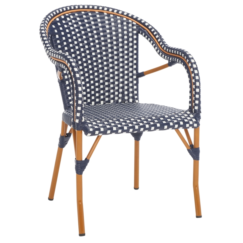 Safavieh California Metal Armchair  in Navy / White