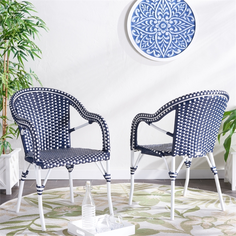 Safavieh California Metal Armchair  in Navy / Navy