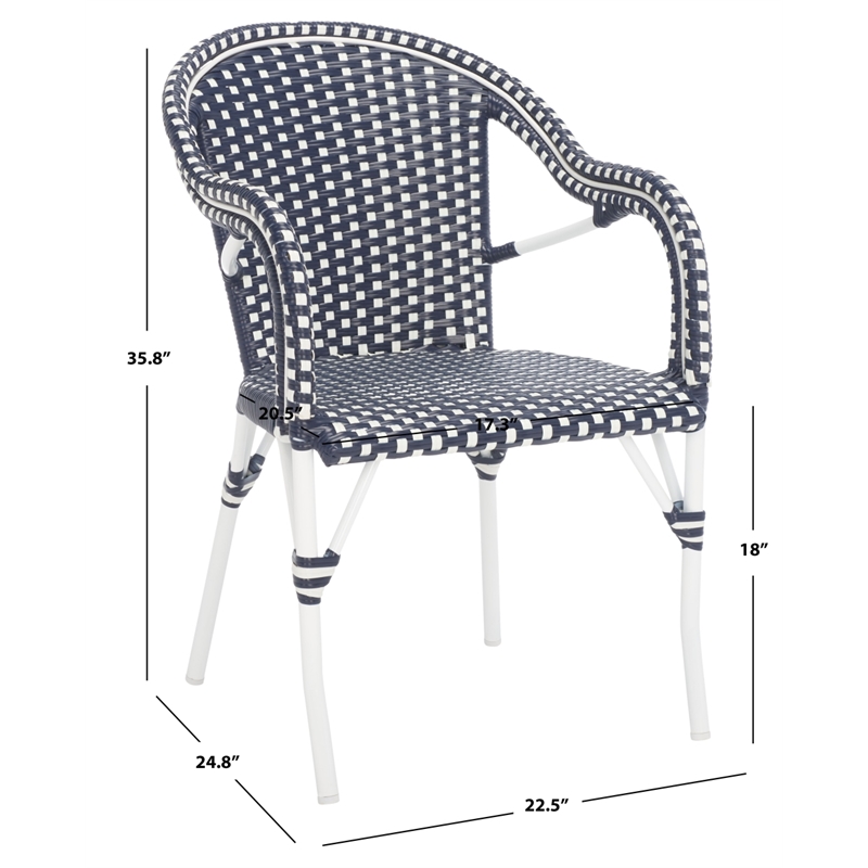 Safavieh California Metal Armchair  in Navy / Navy