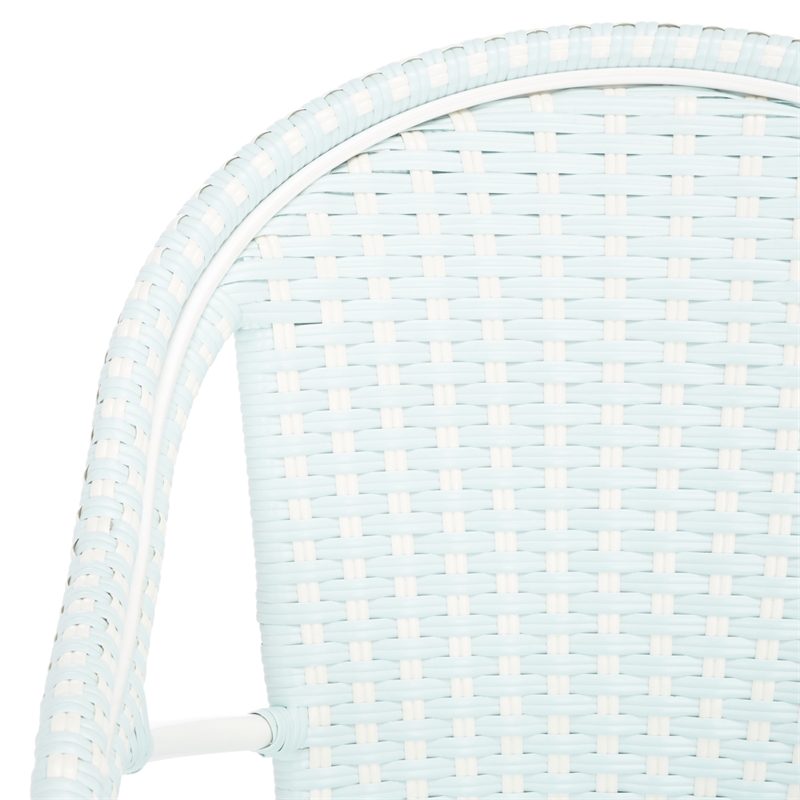 Safavieh California Metal Armchair in Baby Blue / White
