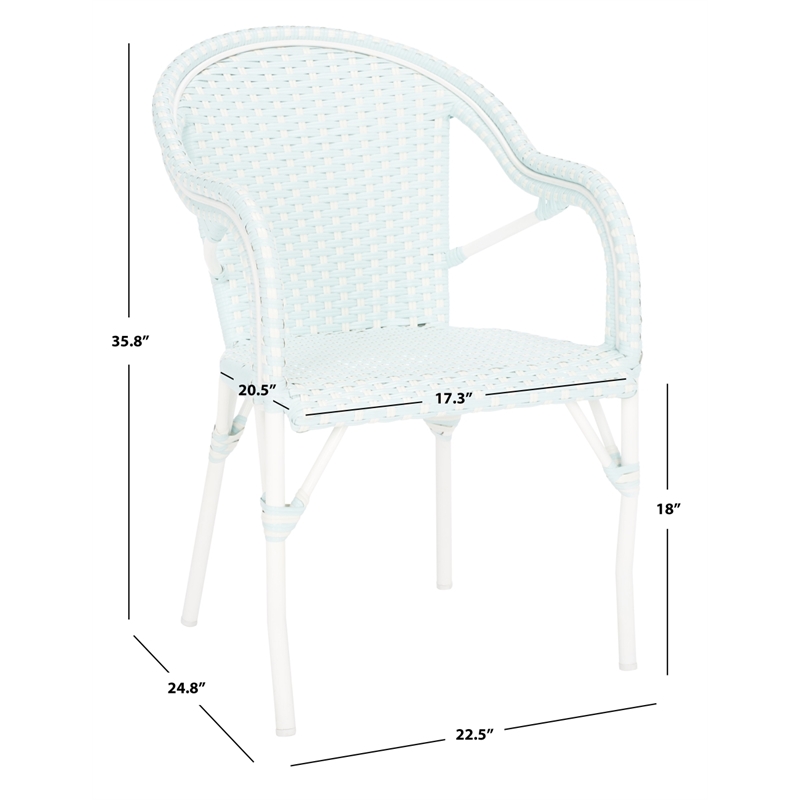 Safavieh California Metal Armchair in Baby Blue / White