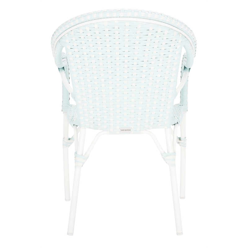 Safavieh California Metal Armchair in Baby Blue / White