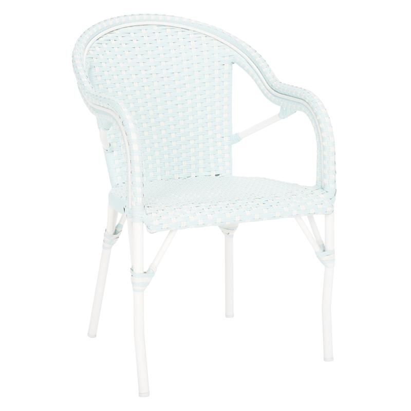 Safavieh California Metal Armchair in Baby Blue / White