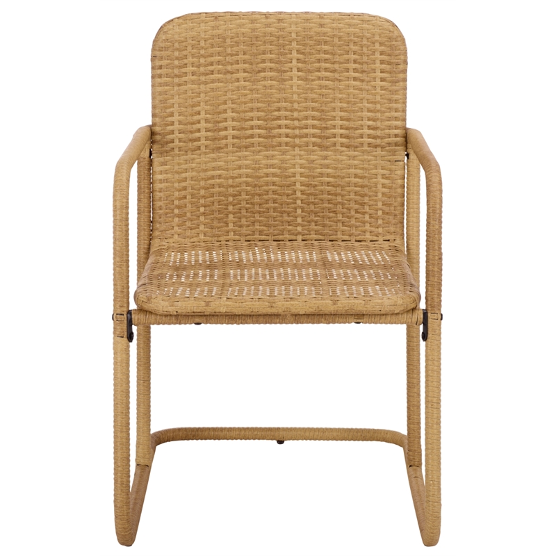 Safavieh Drew Metal and Rattan Dining Chair Set of 2 in Natural / Taupe