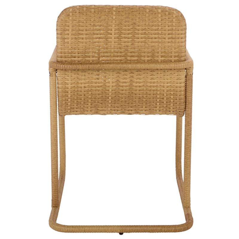 Safavieh Drew Metal and Rattan Dining Chair Set of 2 in Natural / Taupe