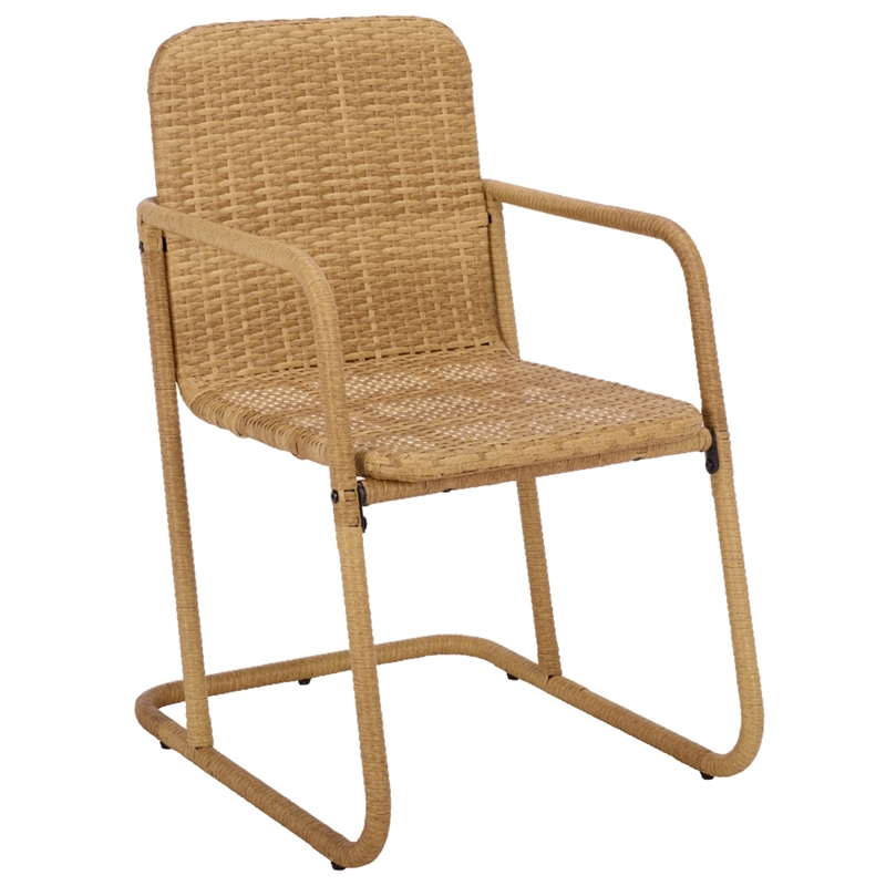 Safavieh Drew Metal and Rattan Dining Chair Set of 2 in Natural / Taupe