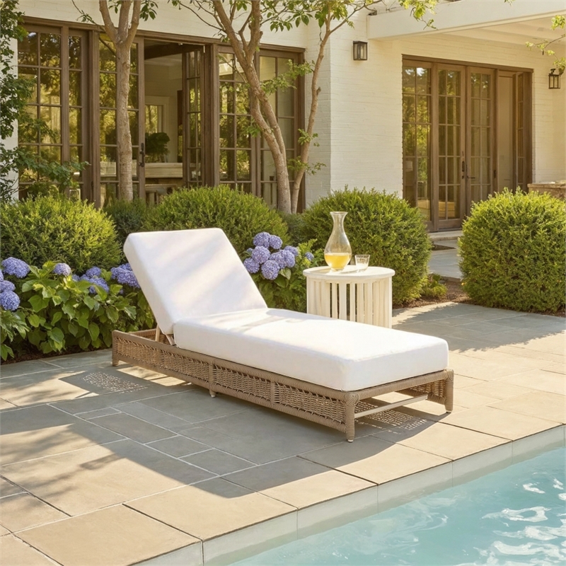 Safavieh Callan Steel and Fabric Lounger in Tan / White