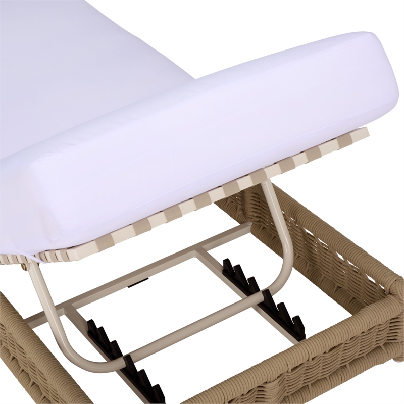 Safavieh Callan Steel and Fabric Lounger in Tan / White